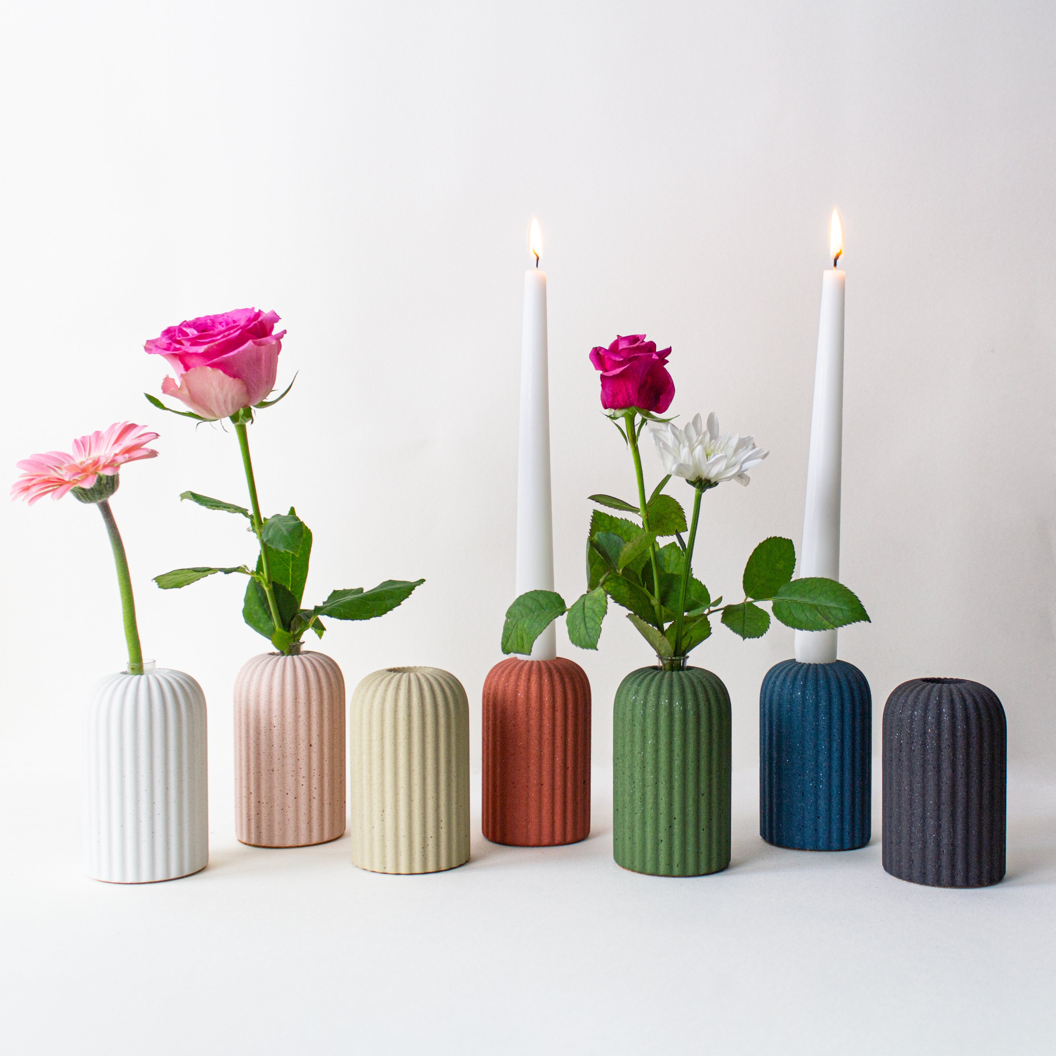 Ribbed Candle Holder/Bud Vase, Large