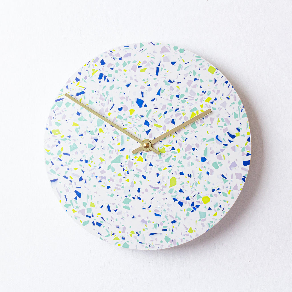 One Of A Kind Clock, Bluebell Terrazzo