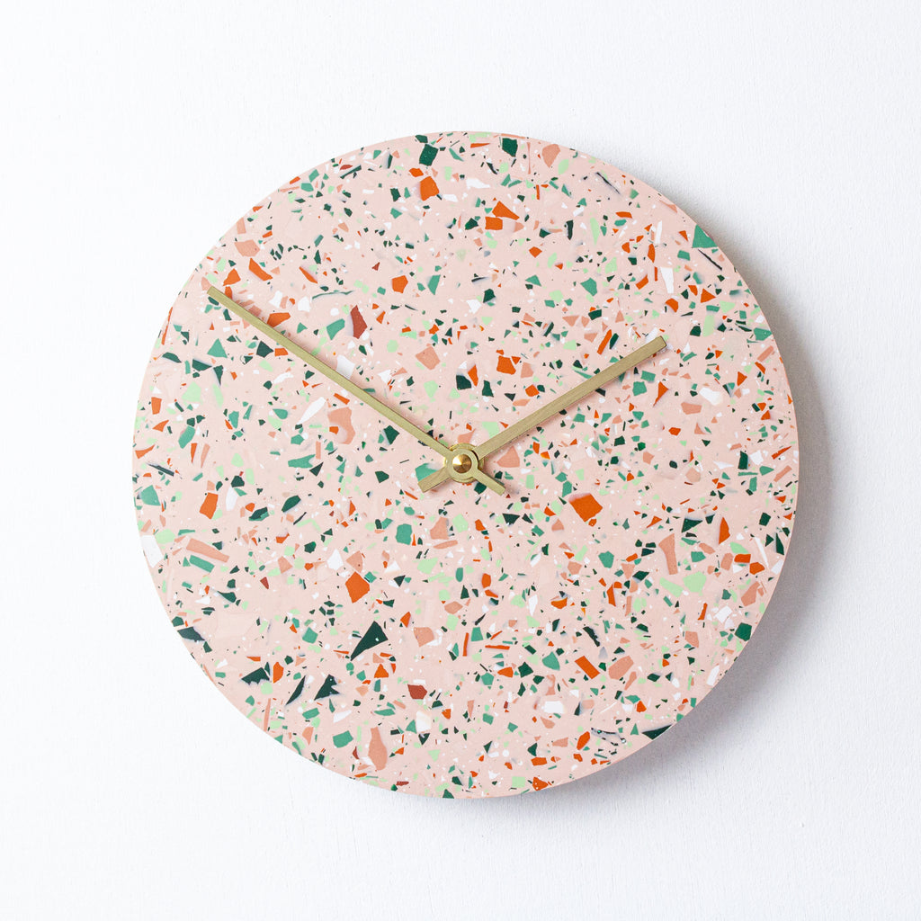 One Of A Kind Clock, Pink Harvest Terrazzo